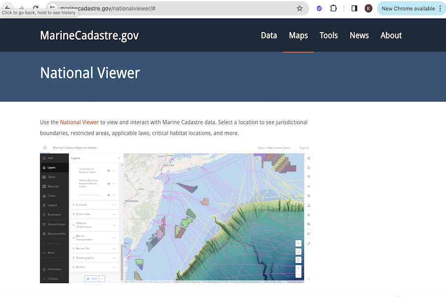 Snapshot of Marine Cadastre National Viewer 