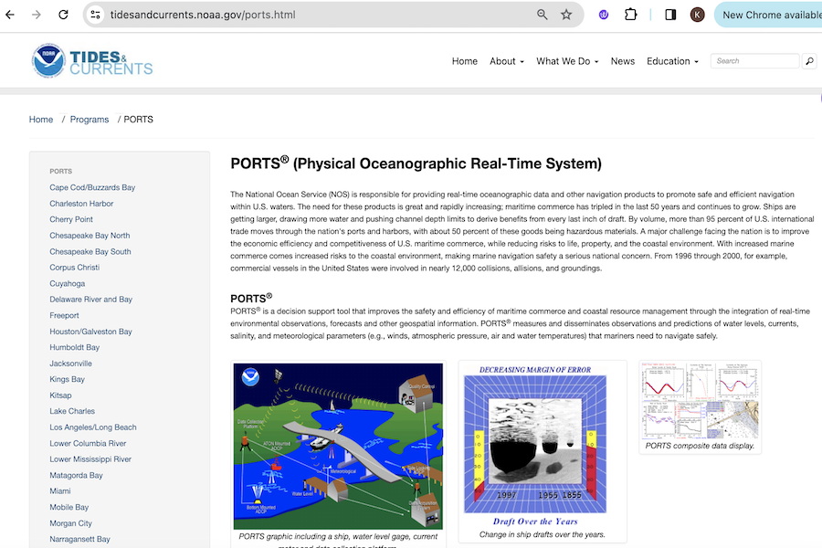 Snapshot of PORTS (Physical Oceanographic Real-Time System)
