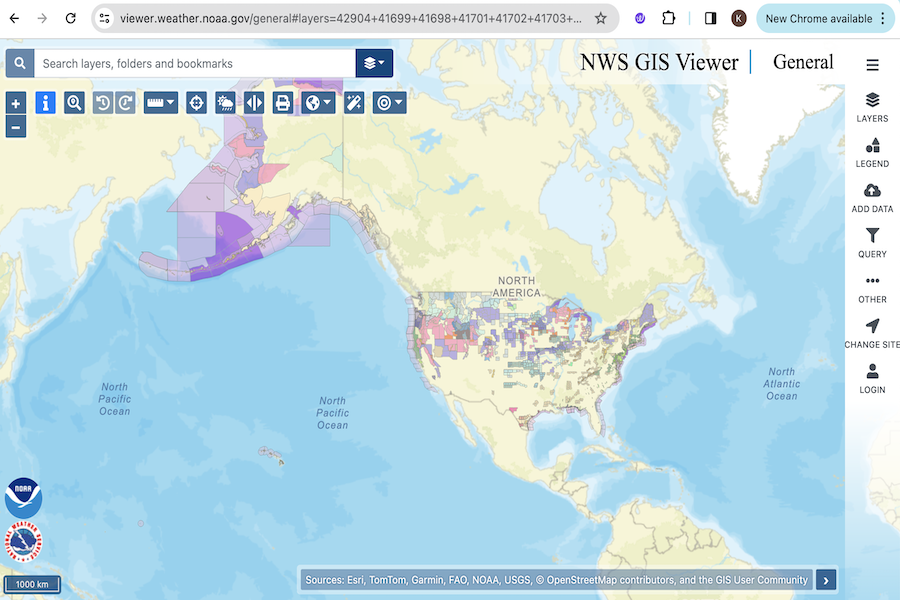 Snapshot of NWS National GIS Map Viewer
