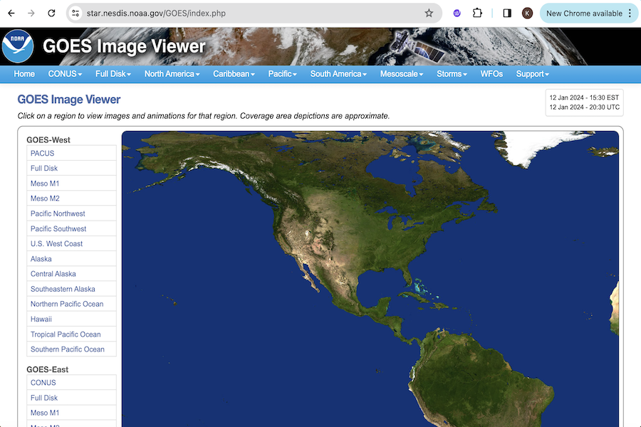 Snapshot of GOES Satellite Imagery Viewer