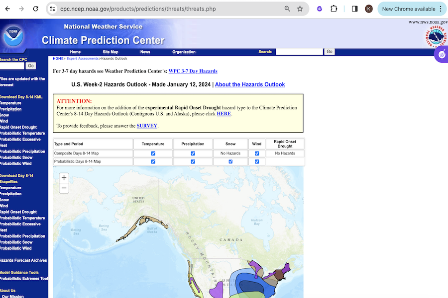 Snapshot of U.S. Hazards Outlook Days 8-14