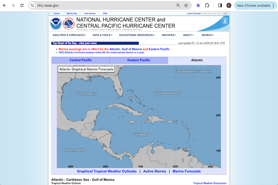Snapshot of National Hurricane Center