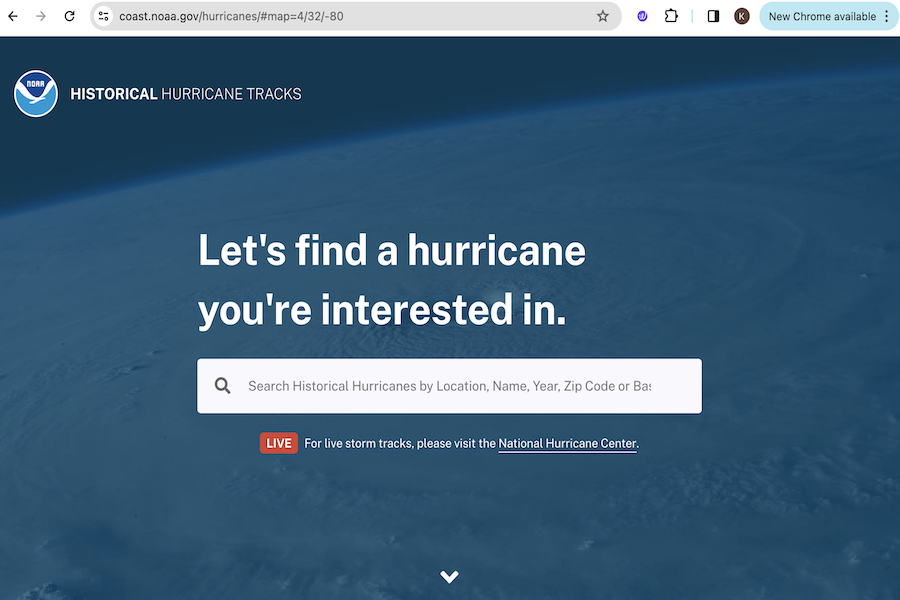 Snapshot of Historical Hurricane Tracks 