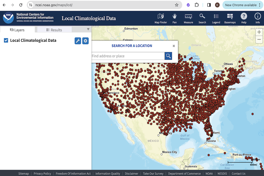 Snapshot of Local Climatological Data (LCD) 