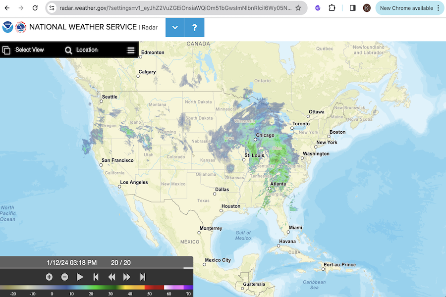 Snapshot of NWS Live Radar