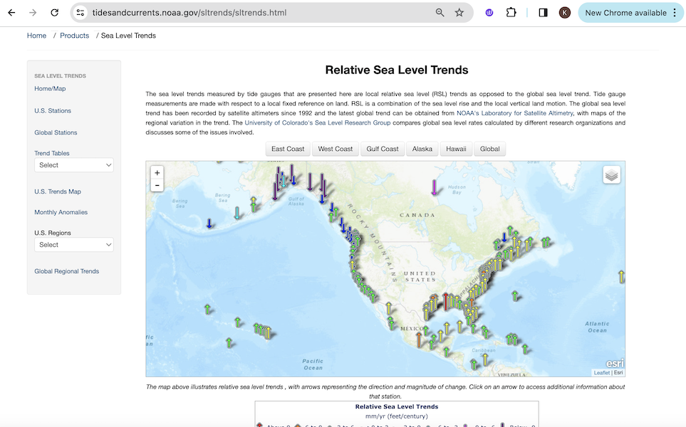 Snapshot of Relative Sea Level Trends