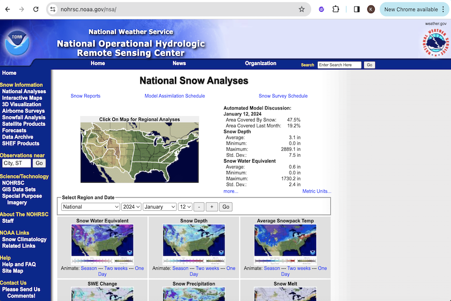 Snapshot of National Snow Analyses