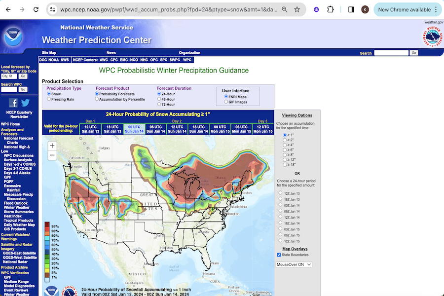 Snapshot of Winter Weather Outlook Days 1-3