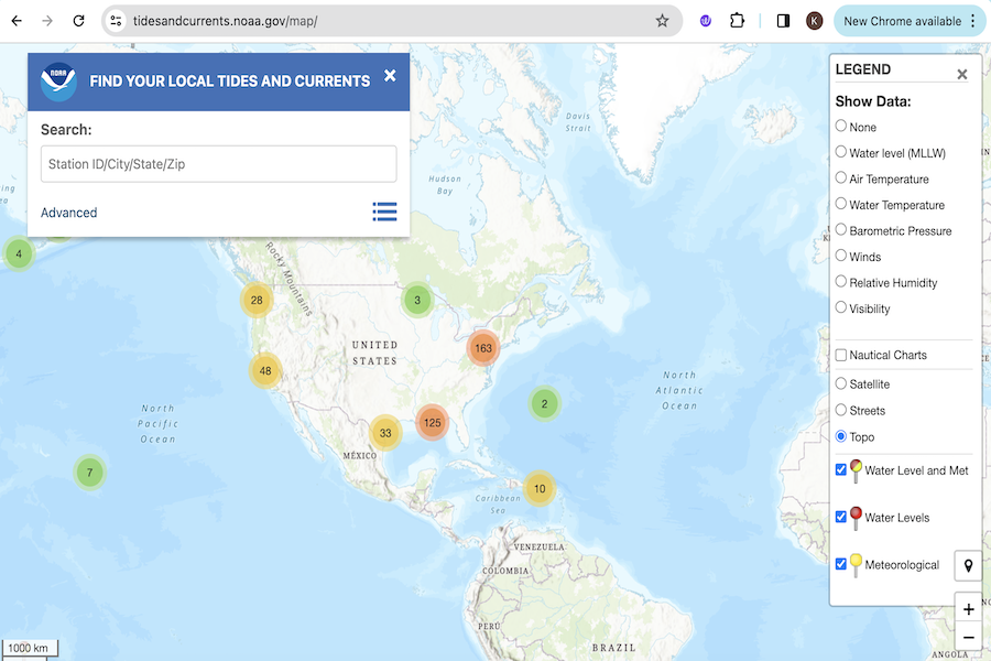 Snapshot of Real-time Tide Data