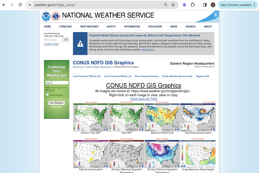 Snapshot of National Weather Maps