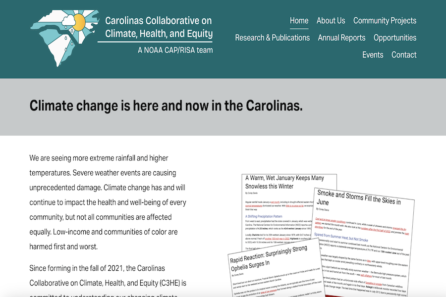 Snapshot of Carolinas Collaborative on Climate, Health, and Equity