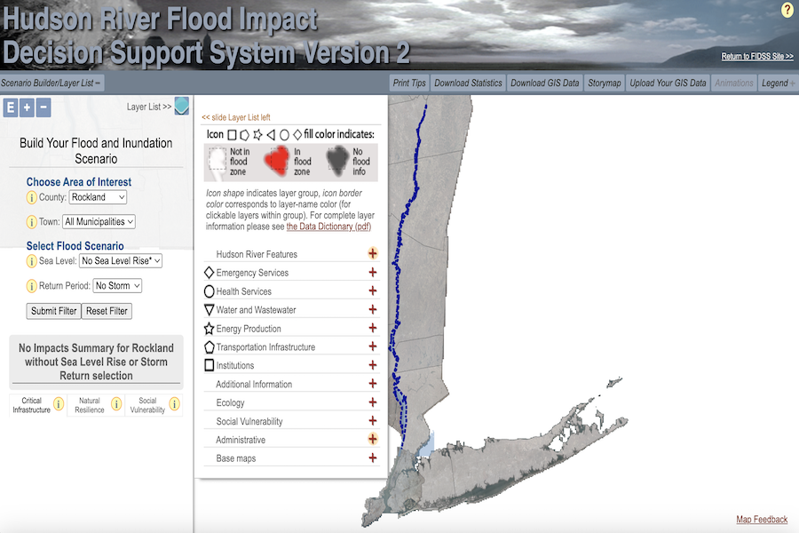 Snapshot of Hudson River Flood Impacts Decision Support System