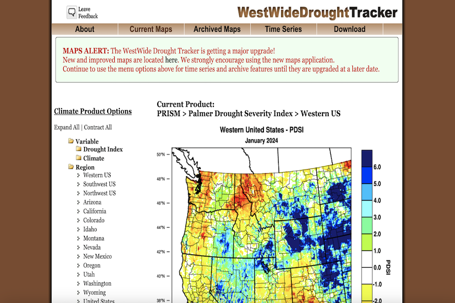 Snapshot of Westwide Drought Tracker