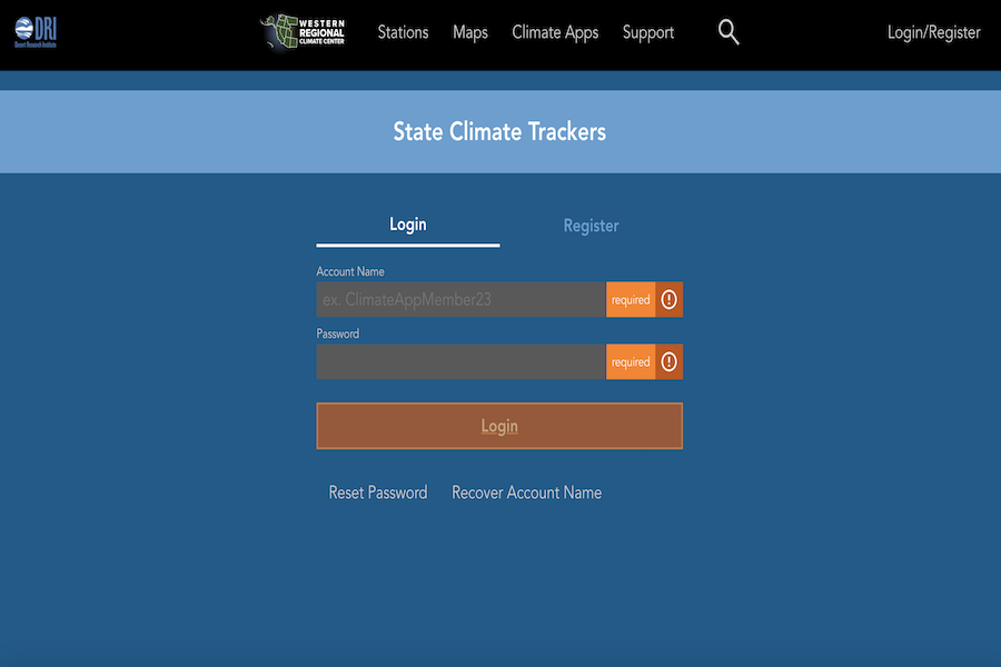 Snapshot of California and Nevada Climate Tracker