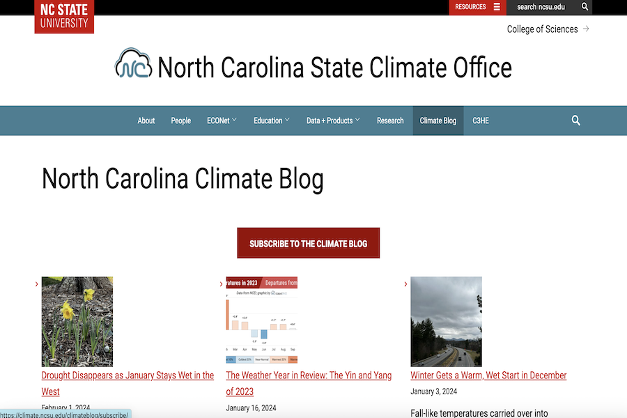 Snapshot of North Carolina Climate Blog