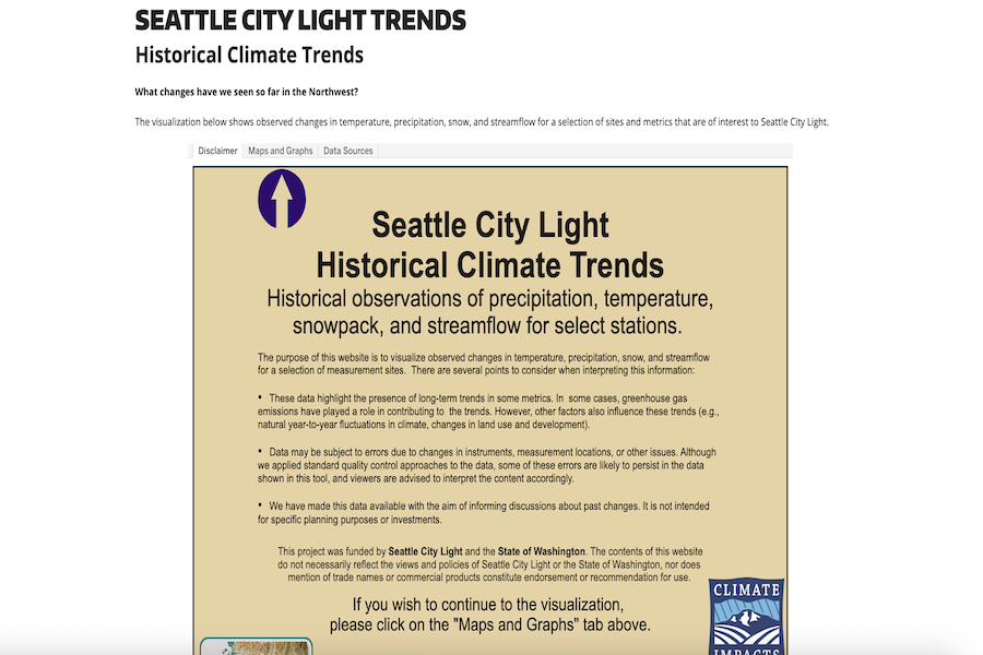 Snapshot of Seattle City Light Historical Climate Trends