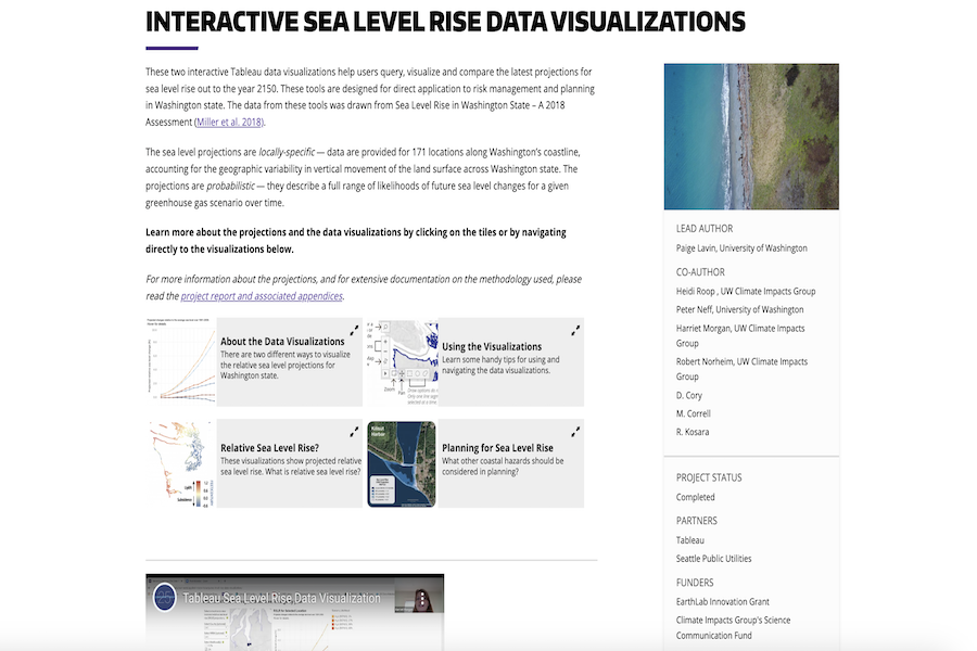 Snapshot of Sea Level Rise in Washington State