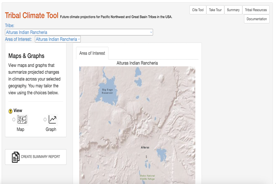 Snapshot of Tribal Climate Tool