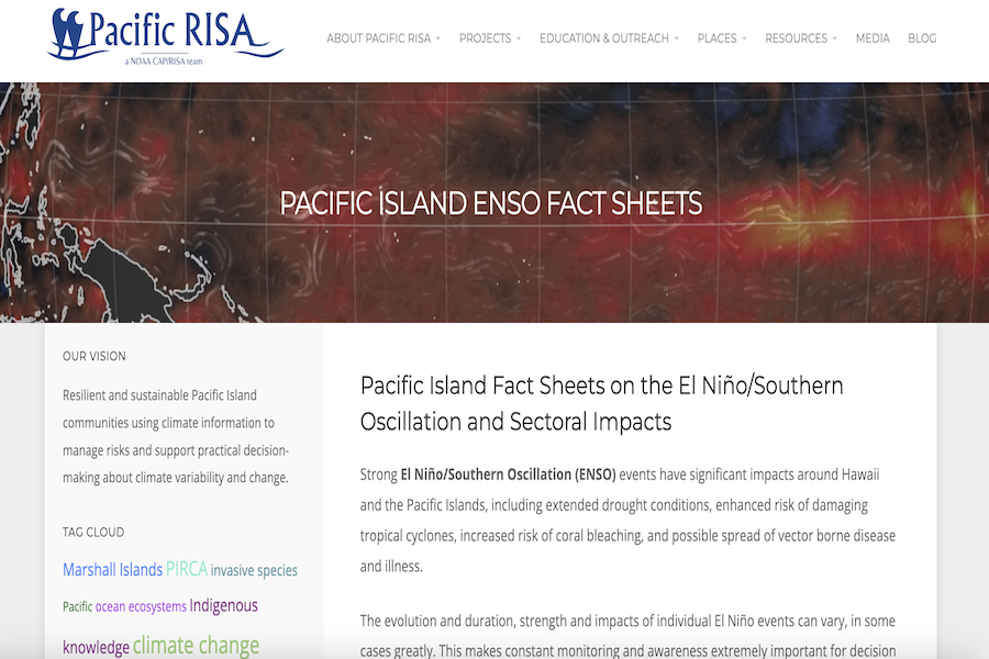 Snapshot of Pacific Island ENSO Fact Sheets