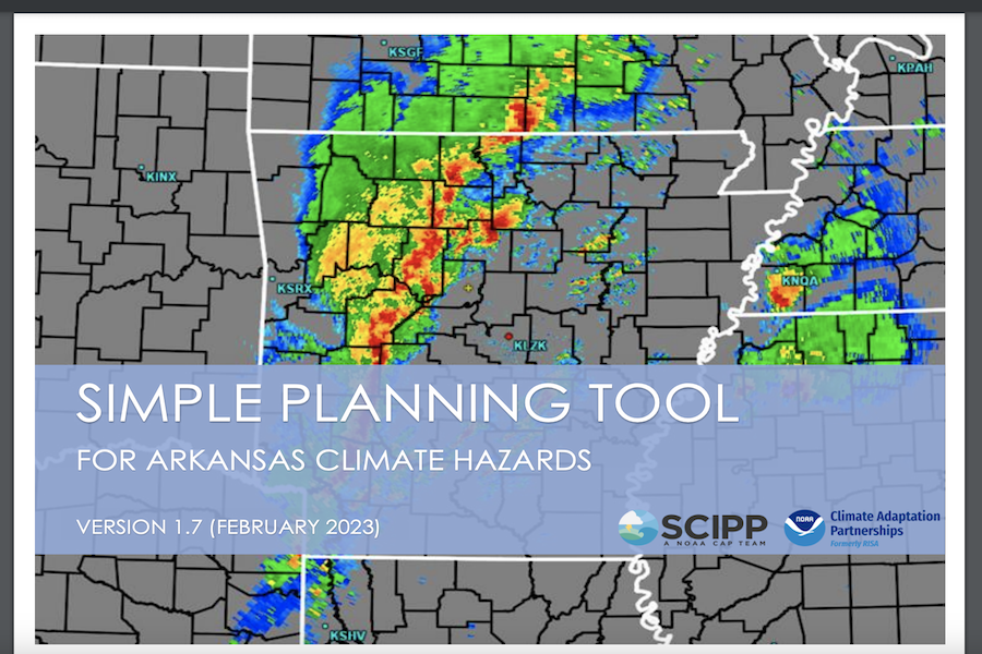 Snapshot of Simple Planning Tool for Arkansas Climate Hazards