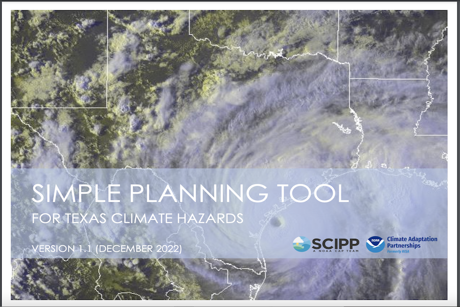 Snapshot of Simple Planning Tool for Texas Climate Hazards