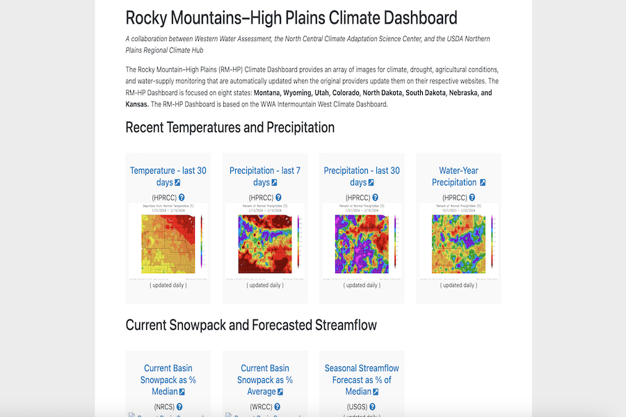 Snapshot of Rocky Mountains–High Plains Climate Dashboard
