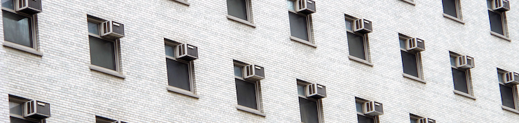Building with window ACs